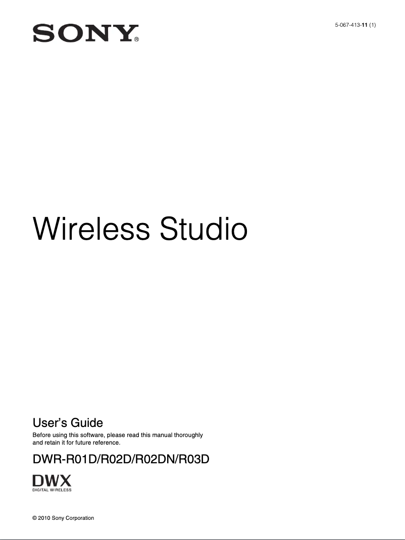 Page 1 de la notice Manuel utilisateur Sony DWR-R01D