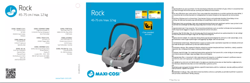 Page 1 de la notice Manuel utilisateur Maxi-Cosi Rock Essential