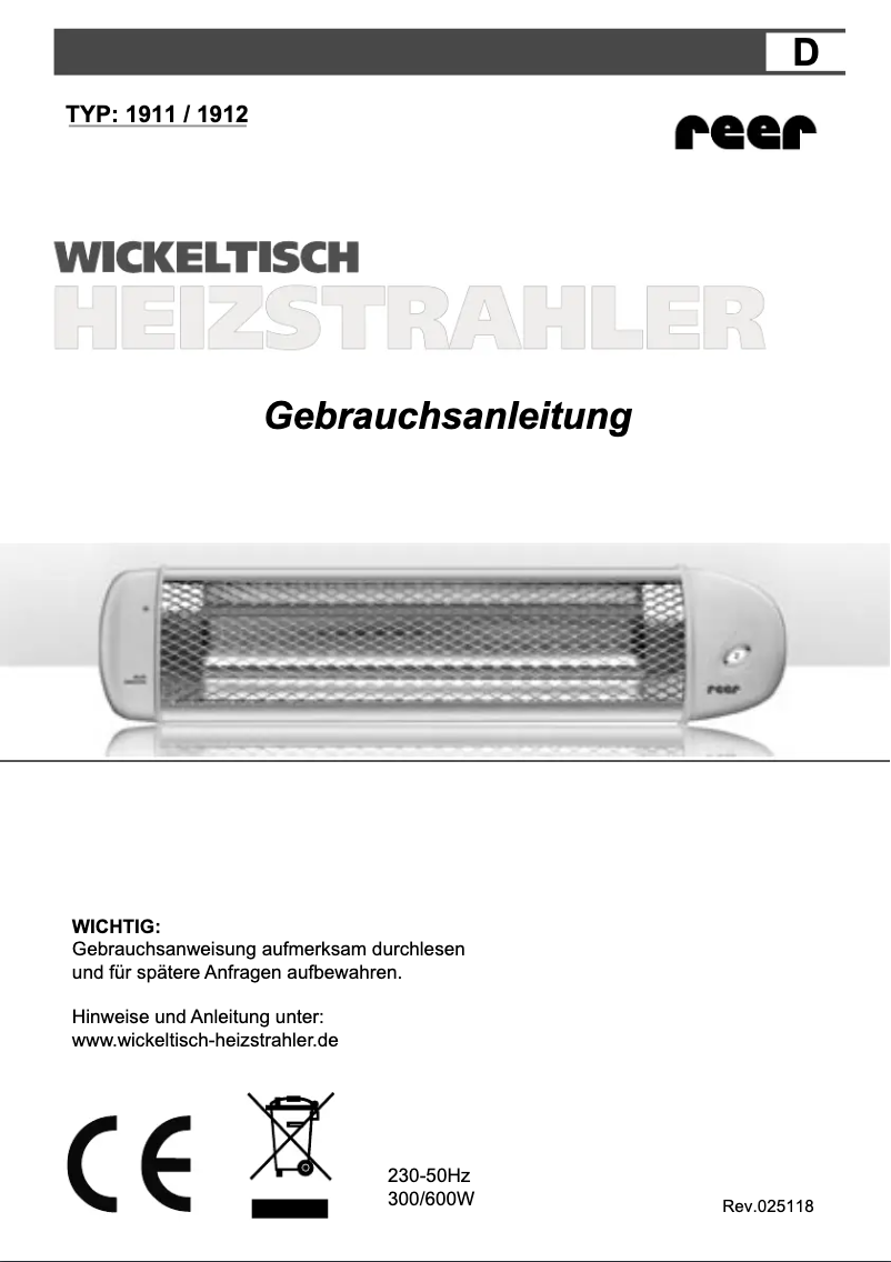 Page 1 de la notice Manuel utilisateur Reer 1912