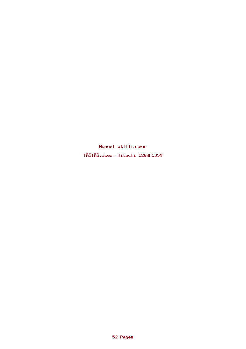 Page 1 de la notice Manuel utilisateur Hitachi C28WF535N