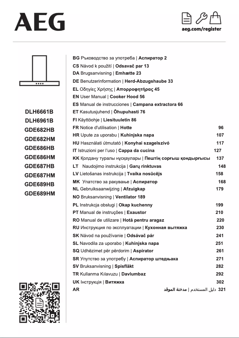 Page 1 de la notice Manuel utilisateur AEG GDE689HB