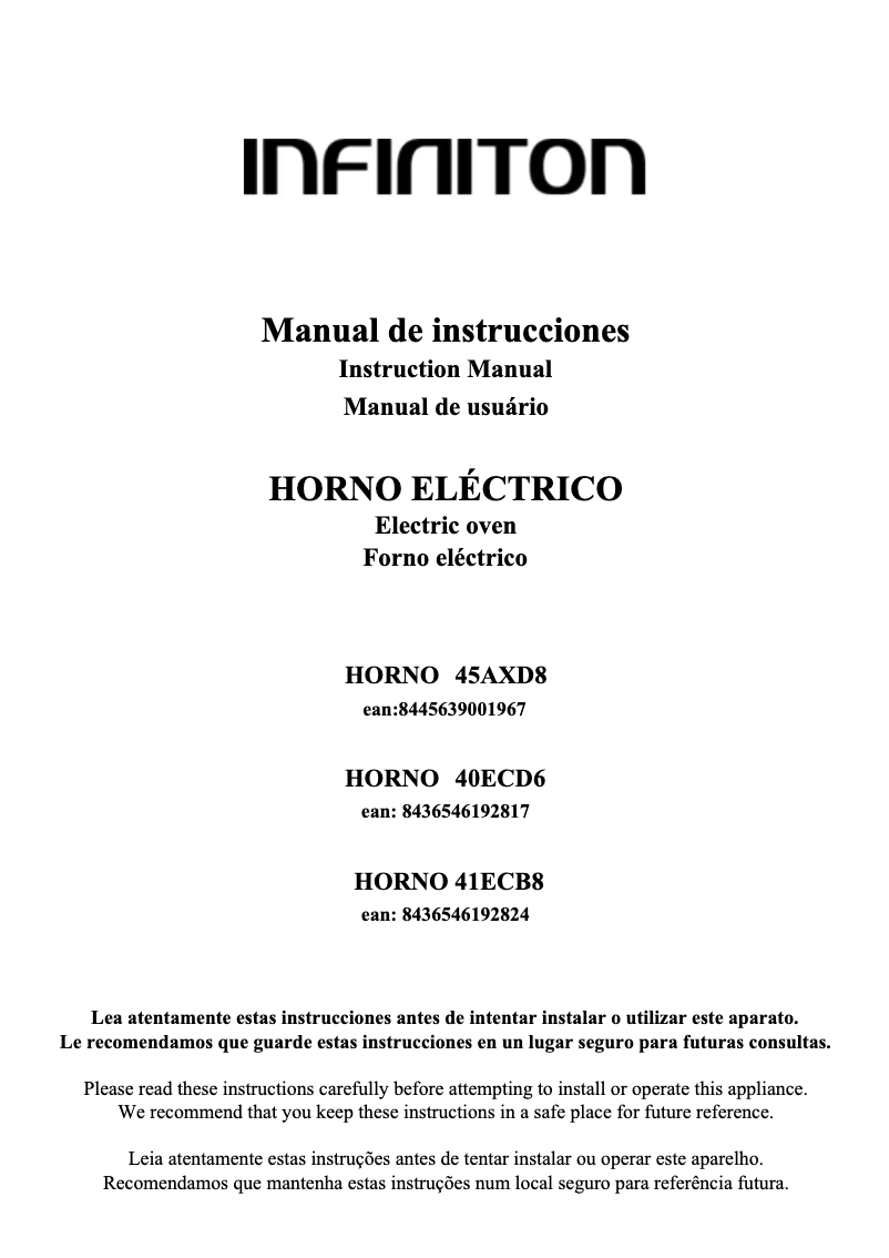 Página 1 del manual Manual de usuario Infiniton 45AXD8