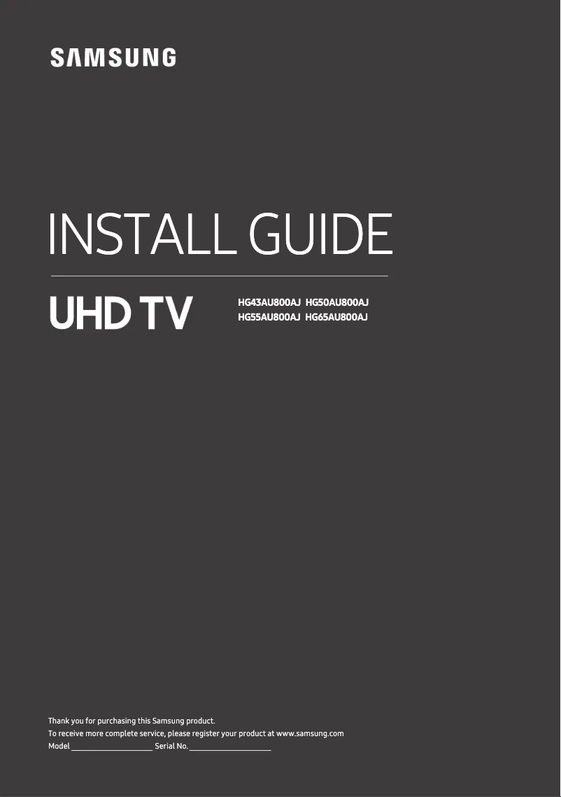 Página 1 del manual Guía de instalación Samsung HG50AU800AJ