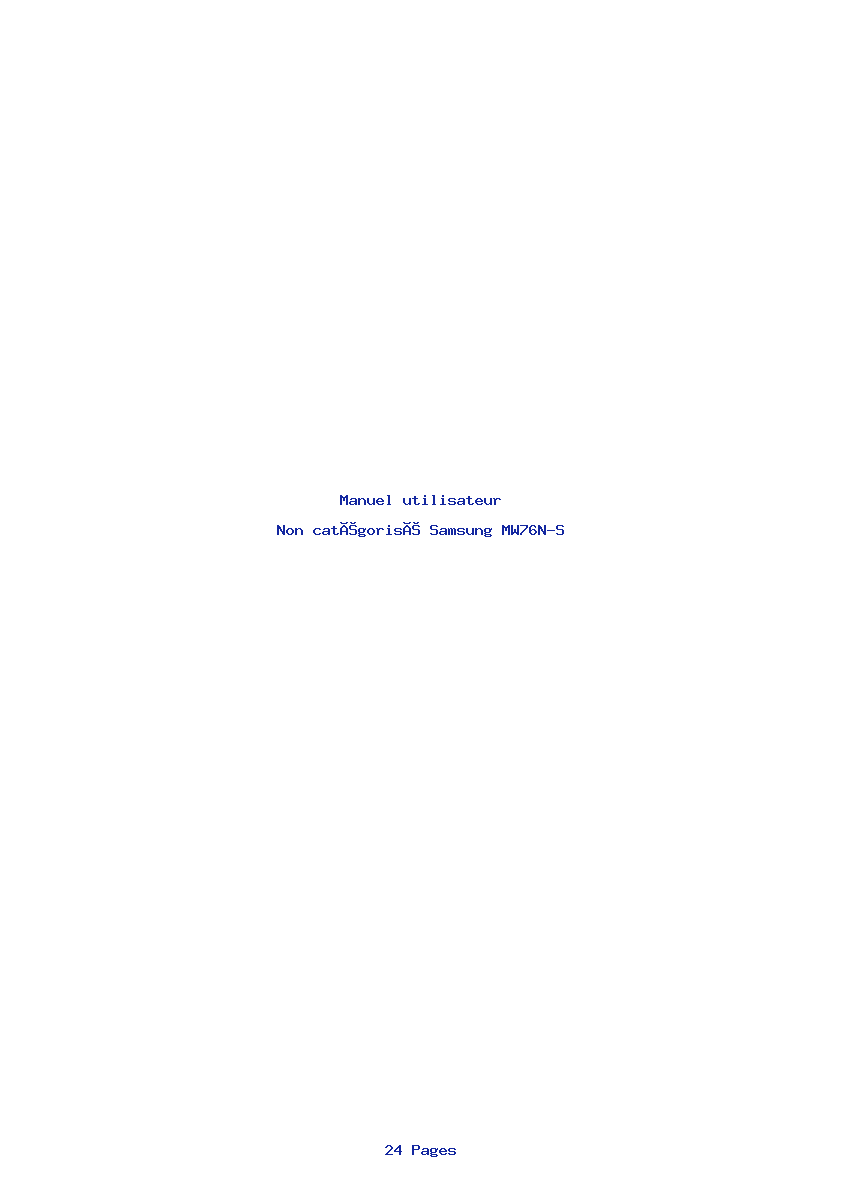 Page 1 de la notice Manuel utilisateur Samsung MW76N-S