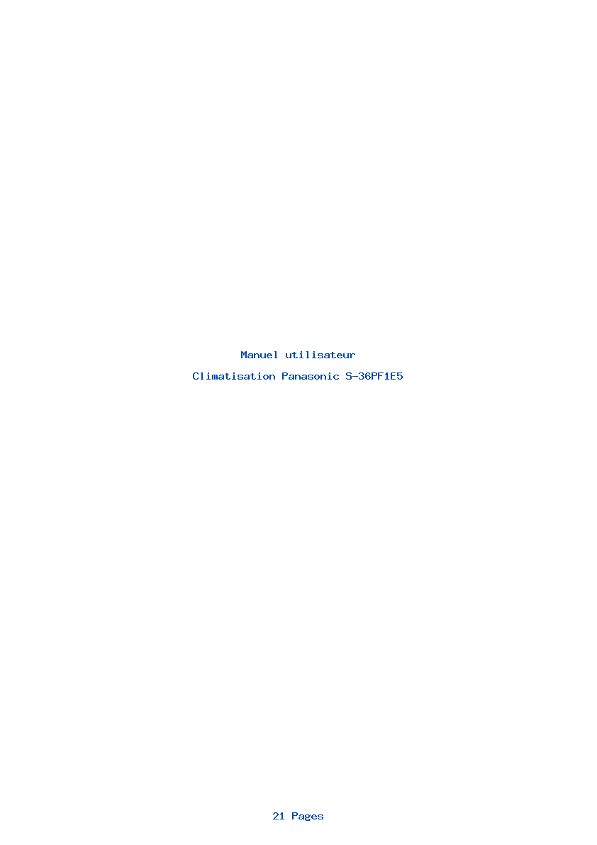 Page 1 de la notice Manuel utilisateur Panasonic S-36PF1E5