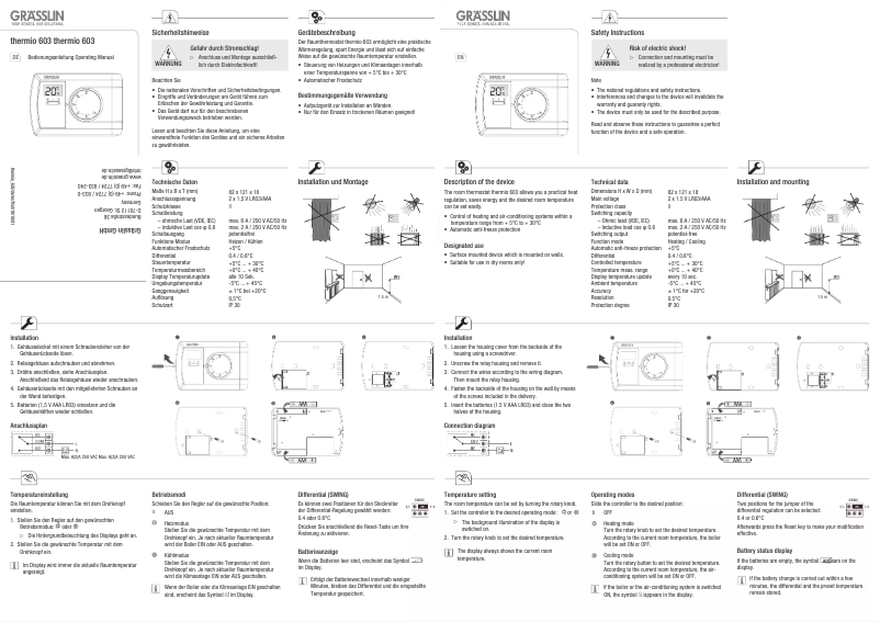 Page 1 de la notice Manuel utilisateur Grässlin Thermio 603