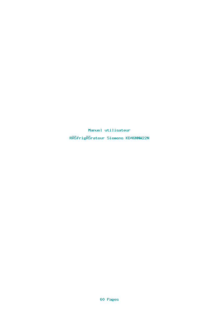 Page 1 de la notice Manuel utilisateur Siemens KD46NNW22N