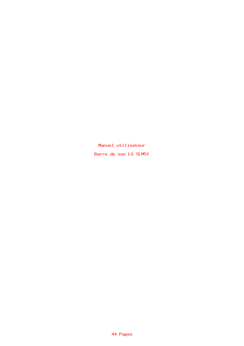 Page 1 de la notice Manuel utilisateur LG SLM5Y