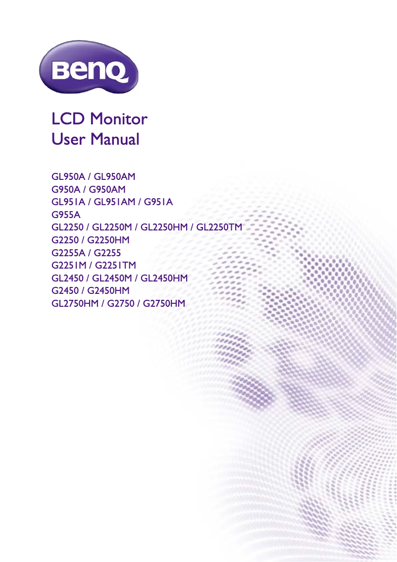 Page 1 of the manual User Manual BenQ G950A