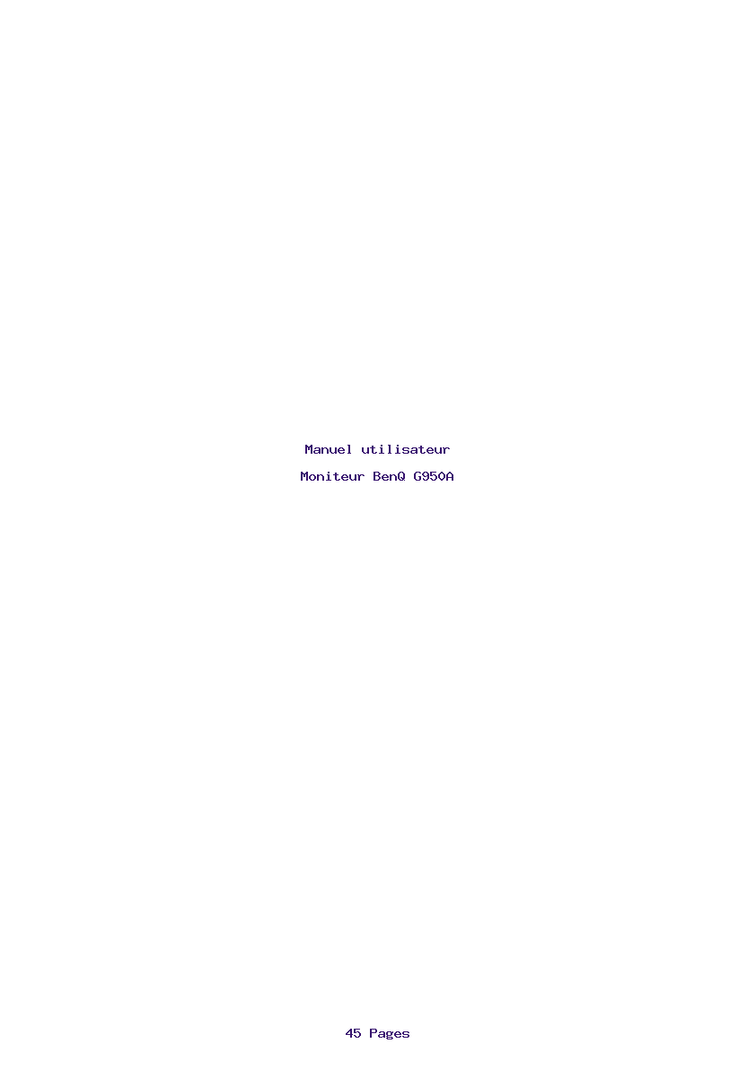Page 1 de la notice Manuel utilisateur BenQ G950A