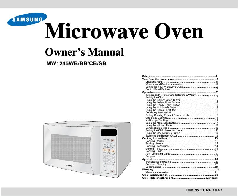 Página 1 del manual Manual de usuario Samsung MW1245BB