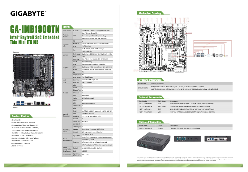 Página 1 del manual Ficha técnica Gigabyte GA-IMB1900TN