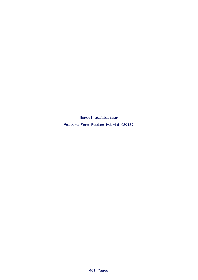 Page 1 de la notice Manuel utilisateur Ford Fusion Hybrid (2013)