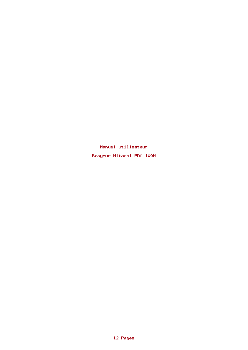 Page 1 de la notice Manuel utilisateur Hitachi PDA-100H