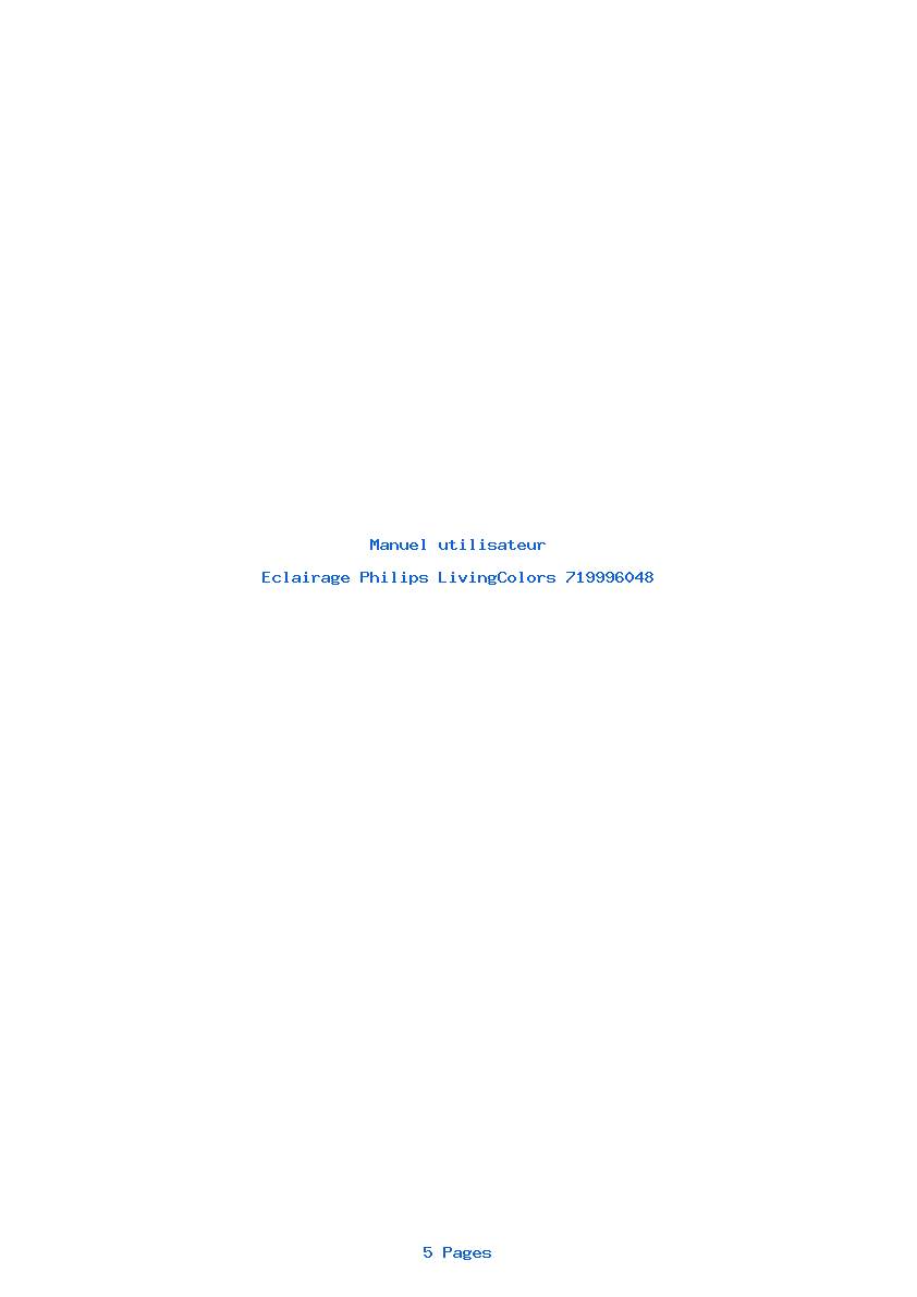 Page 1 de la notice Manuel utilisateur Philips LivingColors 719996048