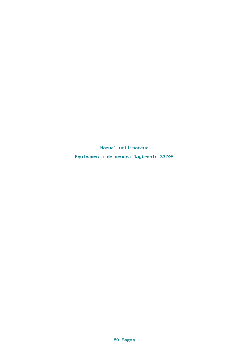 Page 1 de la notice Manuel utilisateur Daytronic 3370S