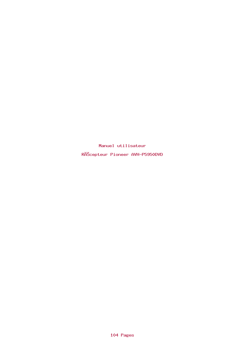 Page 1 de la notice Manuel utilisateur Pioneer AVH-P5950DVD