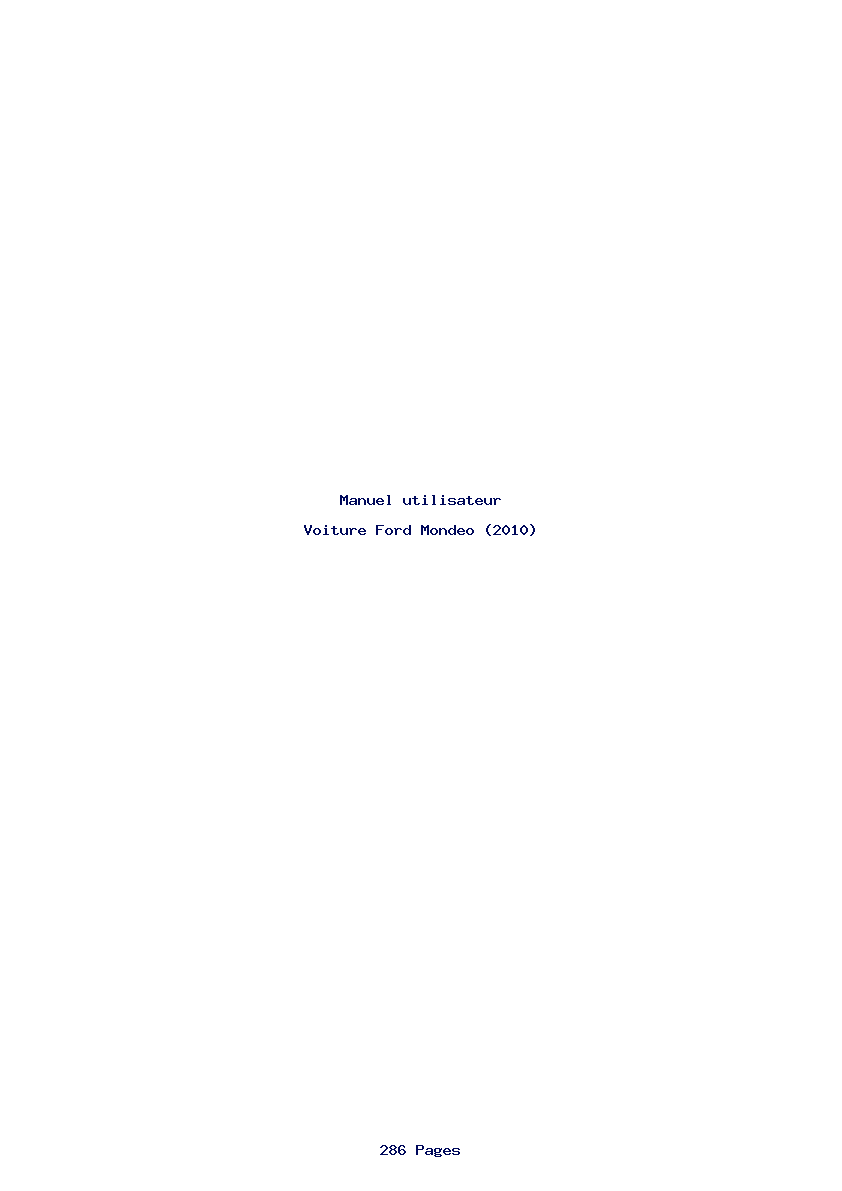 Page 1 de la notice Manuel utilisateur Ford Mondeo (2010)