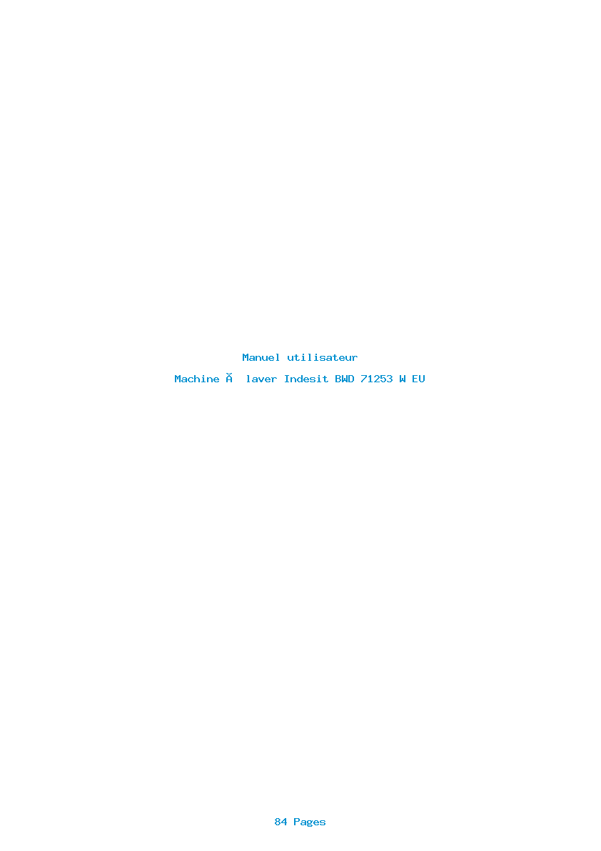 Page 1 de la notice Manuel utilisateur Indesit BWD 71253 W EU