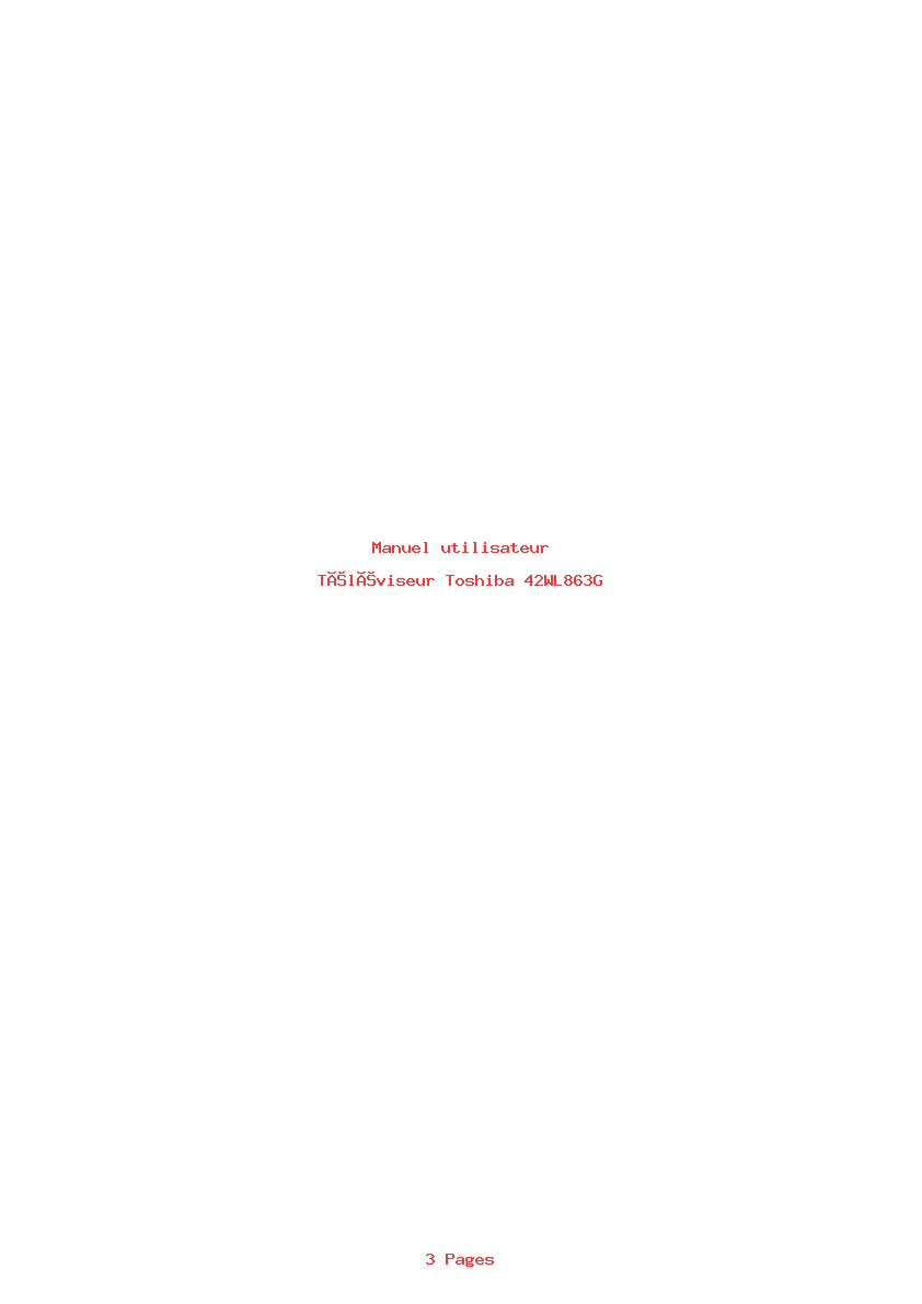 Page 1 de la notice Manuel utilisateur Toshiba 42WL863G