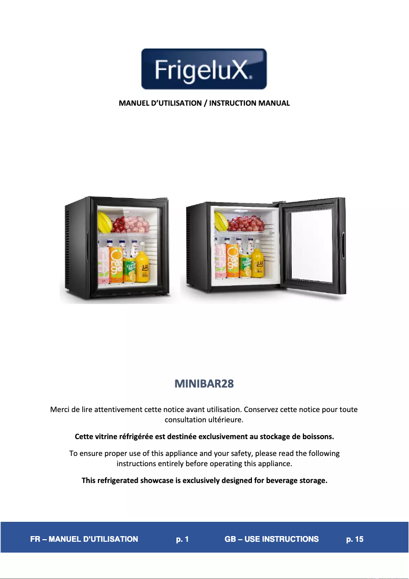 Página 1 del manual Manual de usuario FrigeluX MINIBAR28