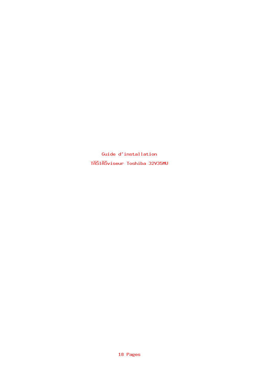 Page 1 de la notice Guide d'installation Toshiba 32V35MU