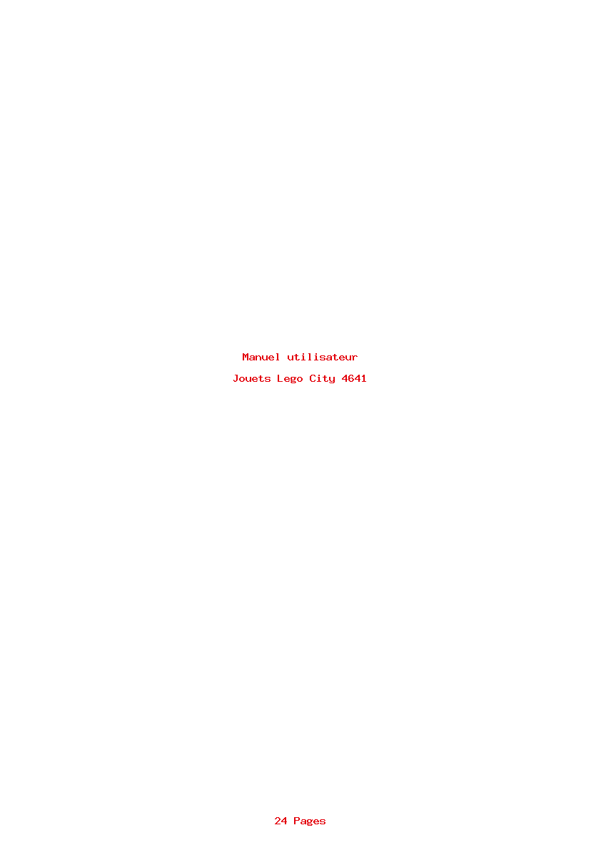 Page 1 de la notice Manuel utilisateur Lego City 4641