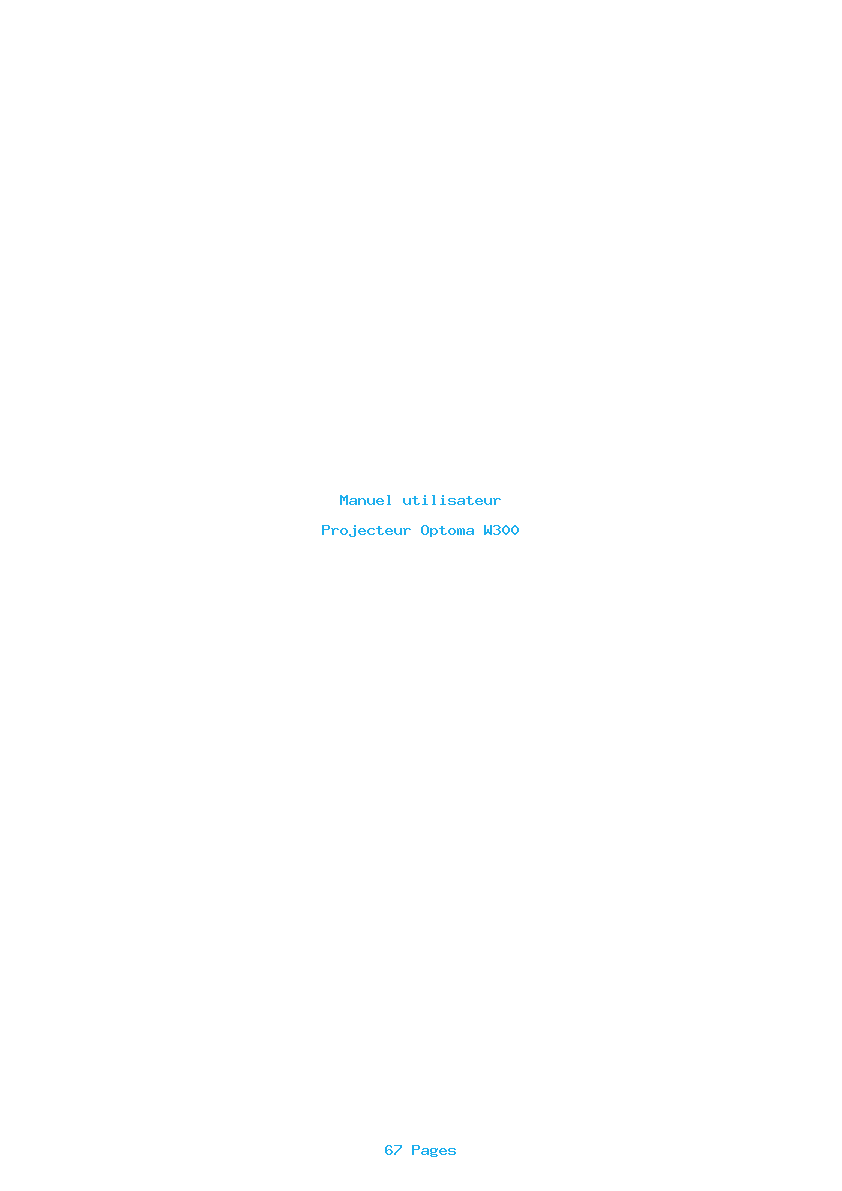Page 1 de la notice Manuel utilisateur Optoma W300