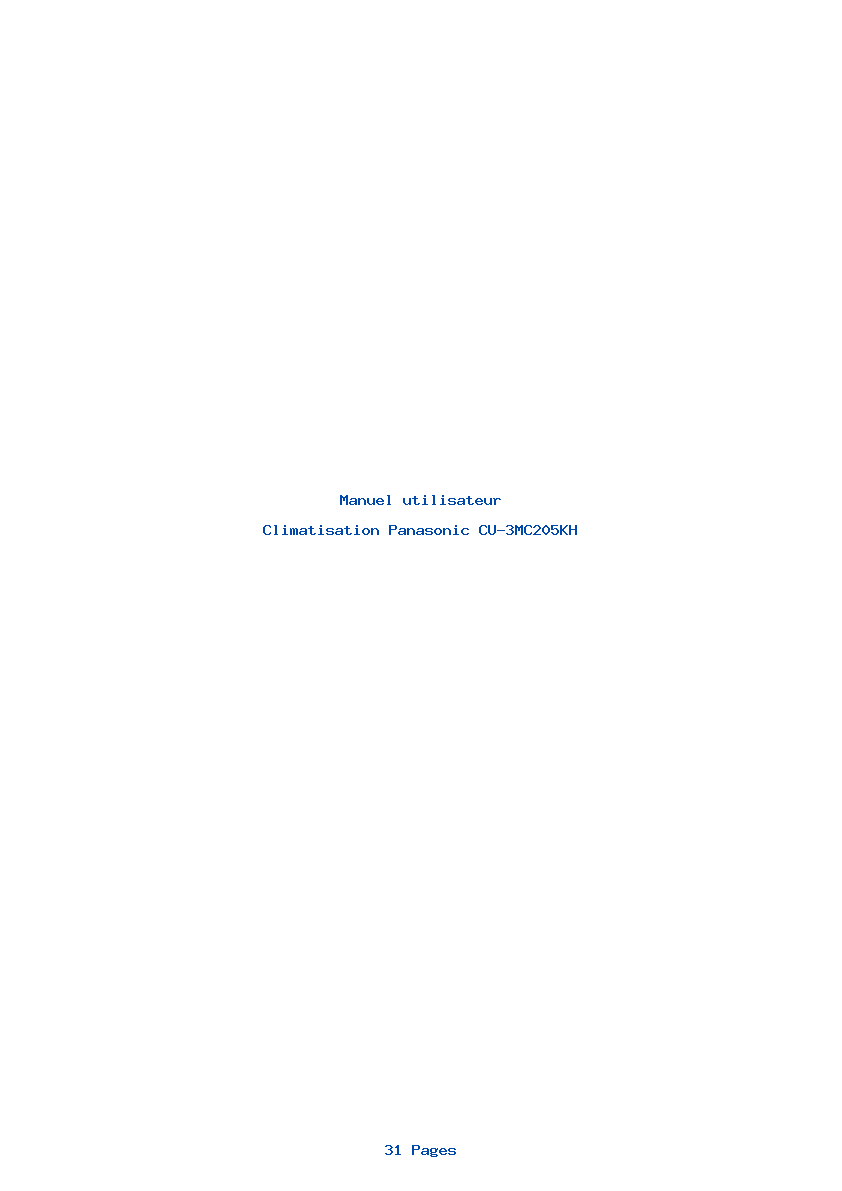 Page 1 de la notice Manuel utilisateur Panasonic CU-3MC205KH