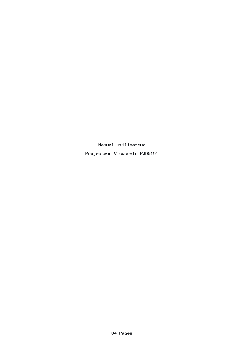 Page 1 de la notice Manuel utilisateur Viewsonic PJD5151
