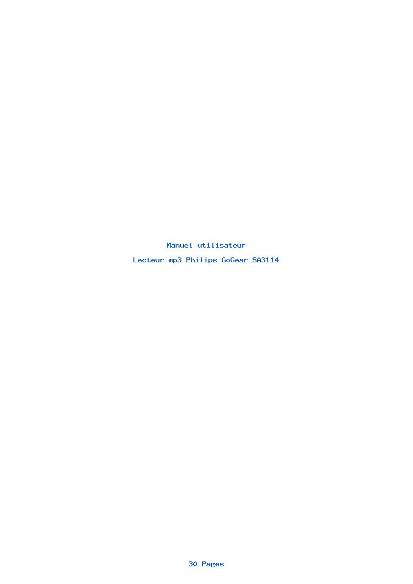 Page 1 de la notice Manuel utilisateur Philips GoGear SA3114