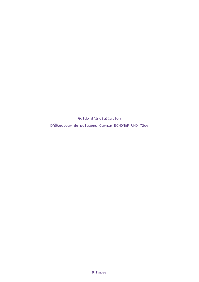 Page 1 de la notice Guide d'installation Garmin ECHOMAP UHD 72cv