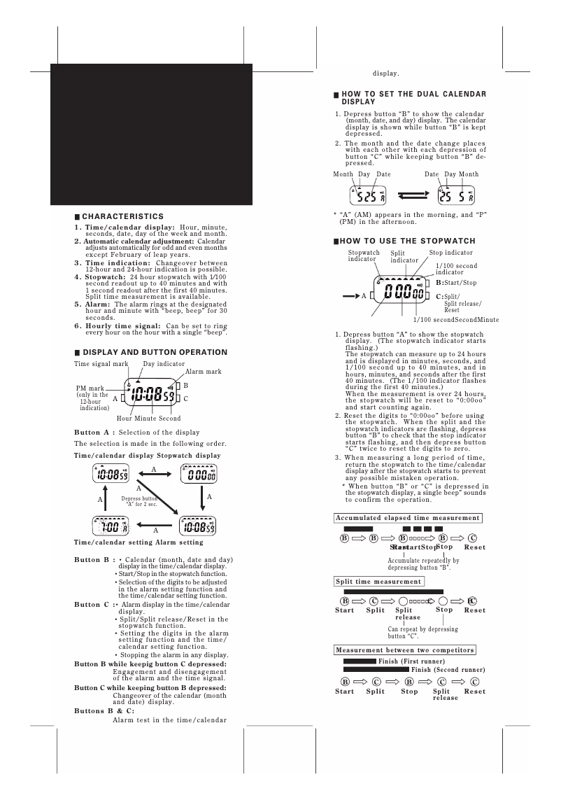Page 1 de la notice Manuel utilisateur Lorus W207