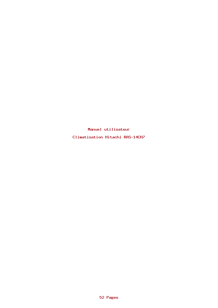 Page 1 de la notice Manuel utilisateur Hitachi RAS-14CH7
