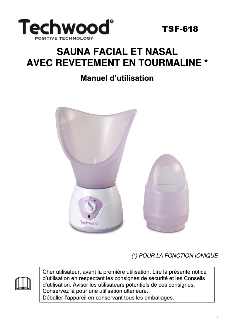 Page 1 de la notice Manuel utilisateur Techwood TSF-618