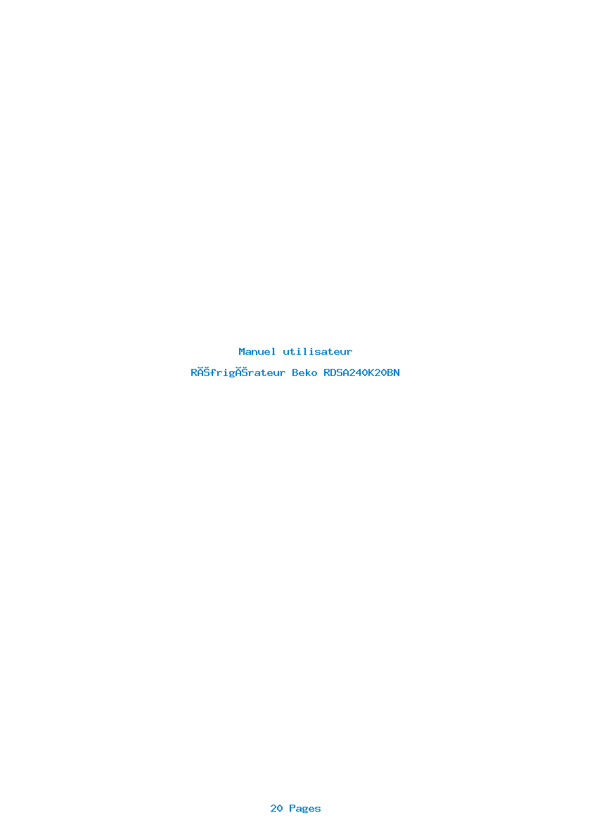 Page 1 de la notice Manuel utilisateur Beko RDSA240K20BN