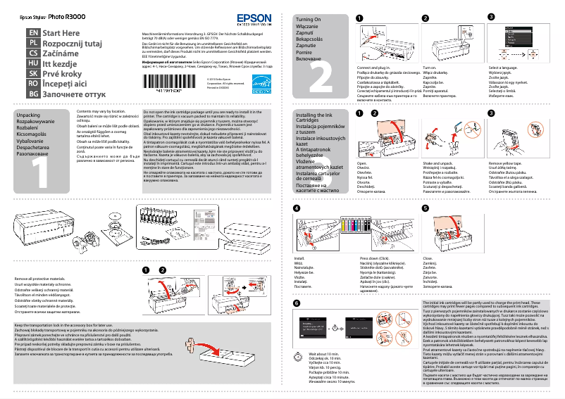Page 1 de la notice Guide d'installation Epson Stylus Photo R3000