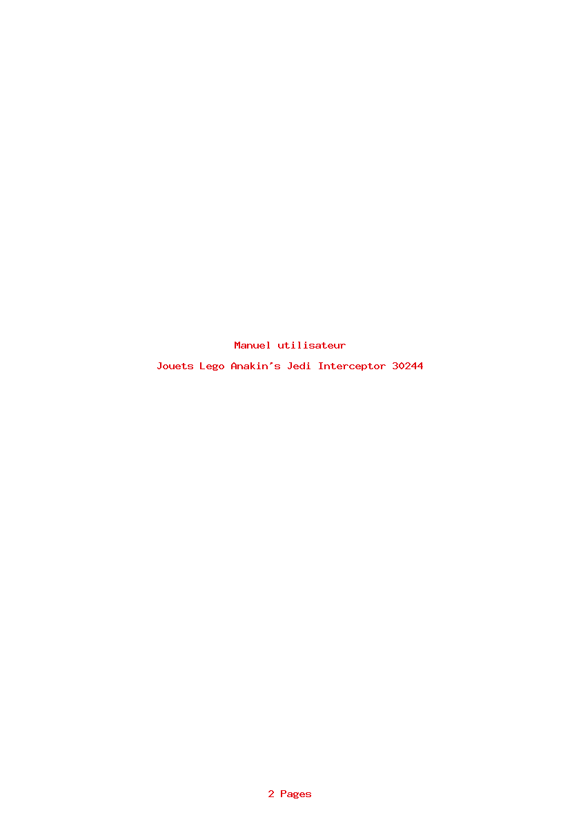 Page 1 de la notice Manuel utilisateur Lego Anakin's Jedi Interceptor 30244