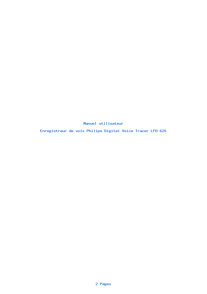 Image de la première page du manuel de l'appareil Digital Voice Tracer LFH 620