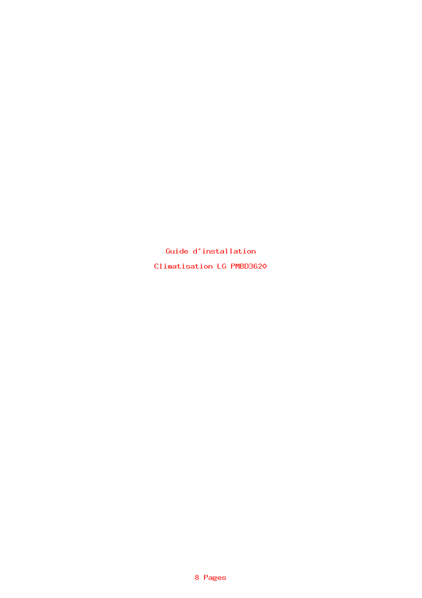 Page 1 de la notice Guide d'installation LG PMBD3620