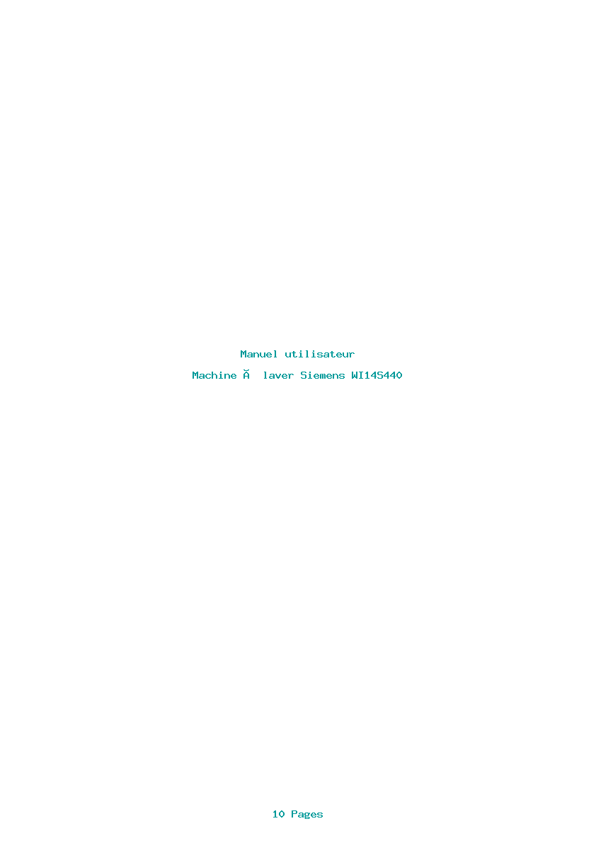 Page 1 de la notice Manuel utilisateur Siemens WI14S440