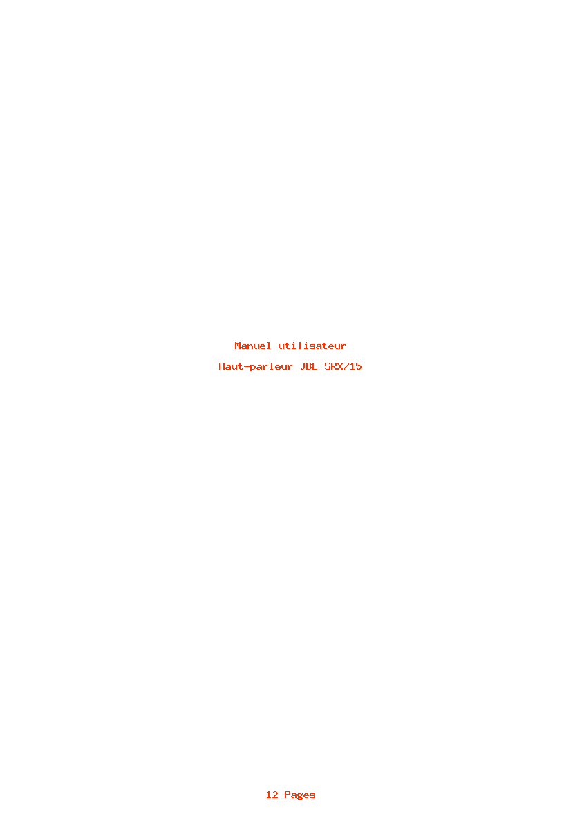 Page 1 de la notice Manuel utilisateur JBL SRX715