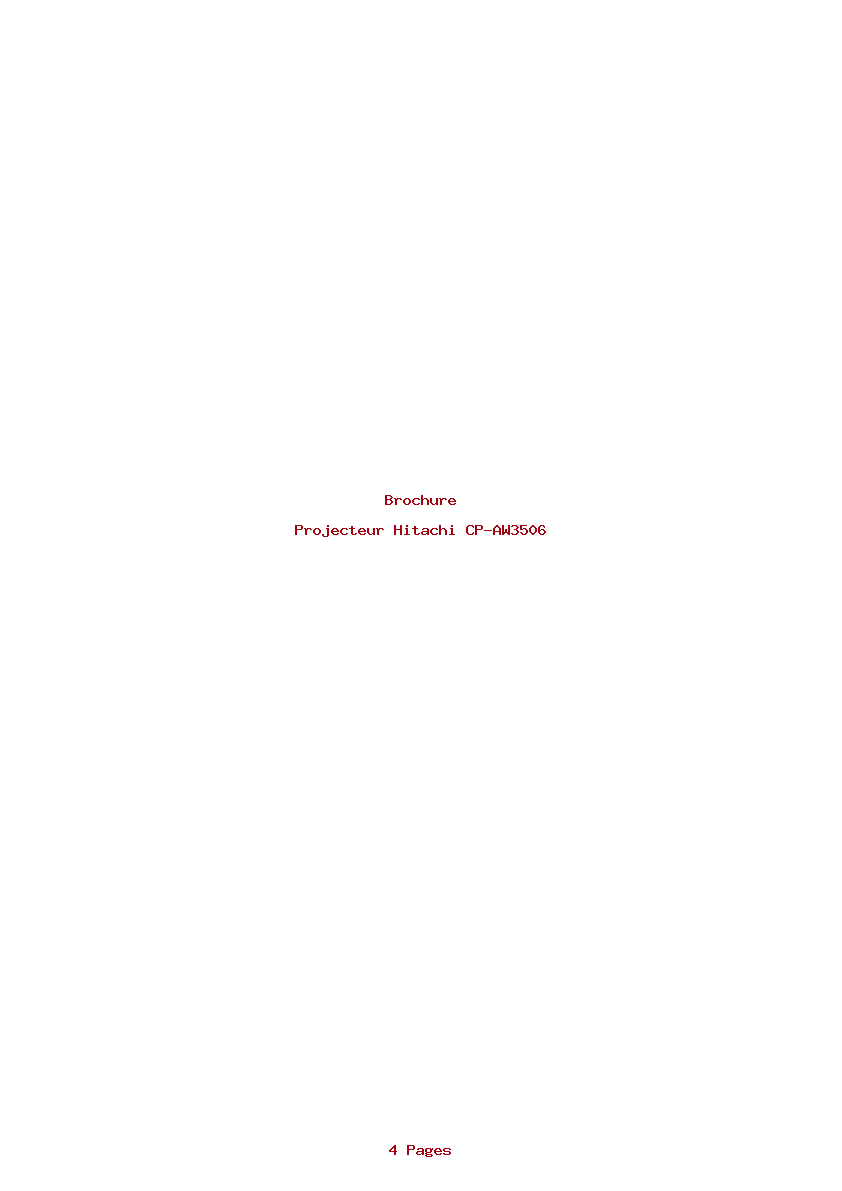 Page 1 de la notice Brochure Hitachi CP-AW3506