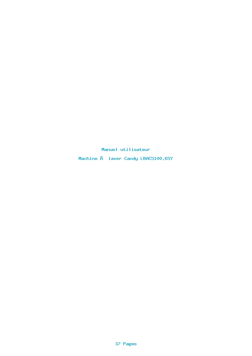 Page 1 de la notice Manuel utilisateur Candy LBACS100.6SY