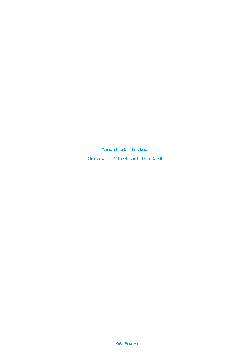 Page 1 de la notice Manuel utilisateur HP ProLiant DL585 G6
