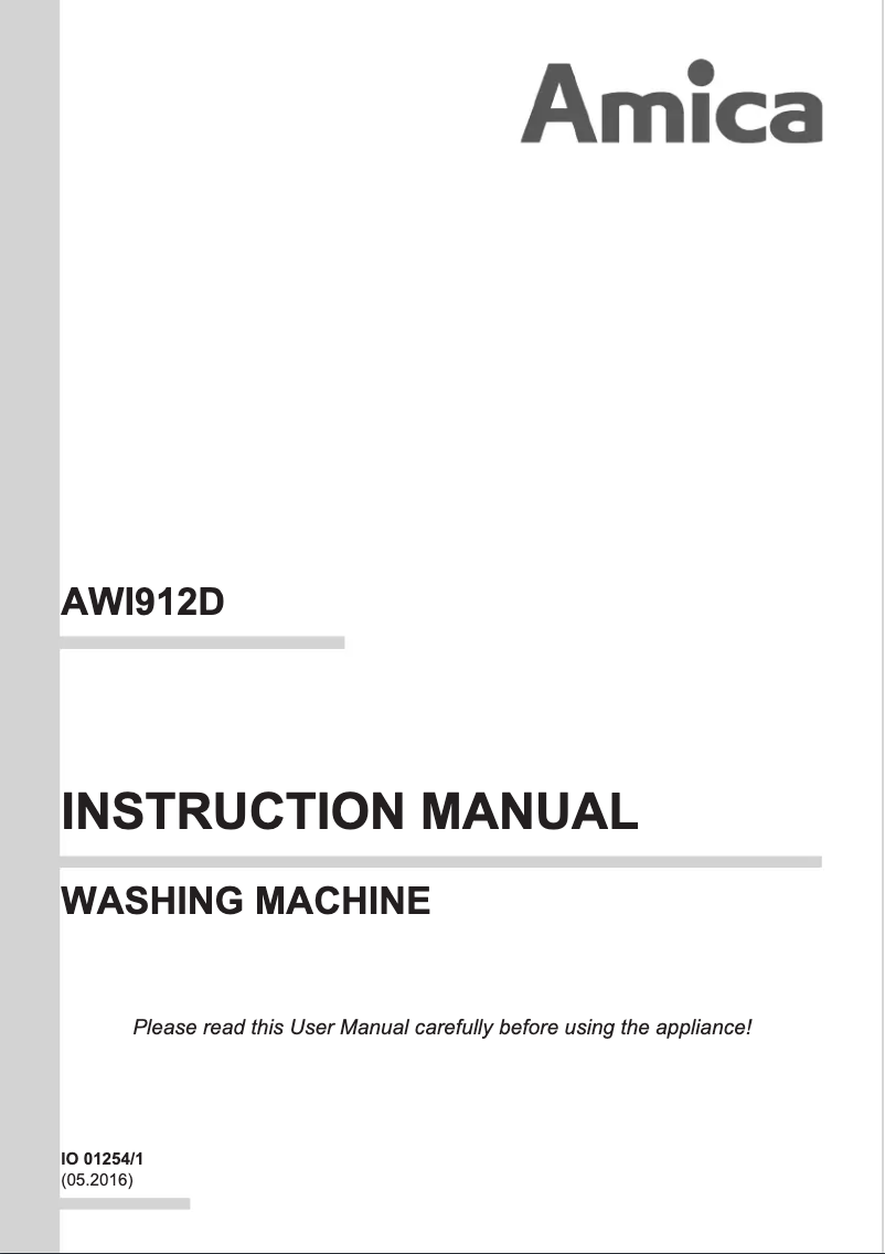 Page 1 of the manual User Manual Amica AWI912D
