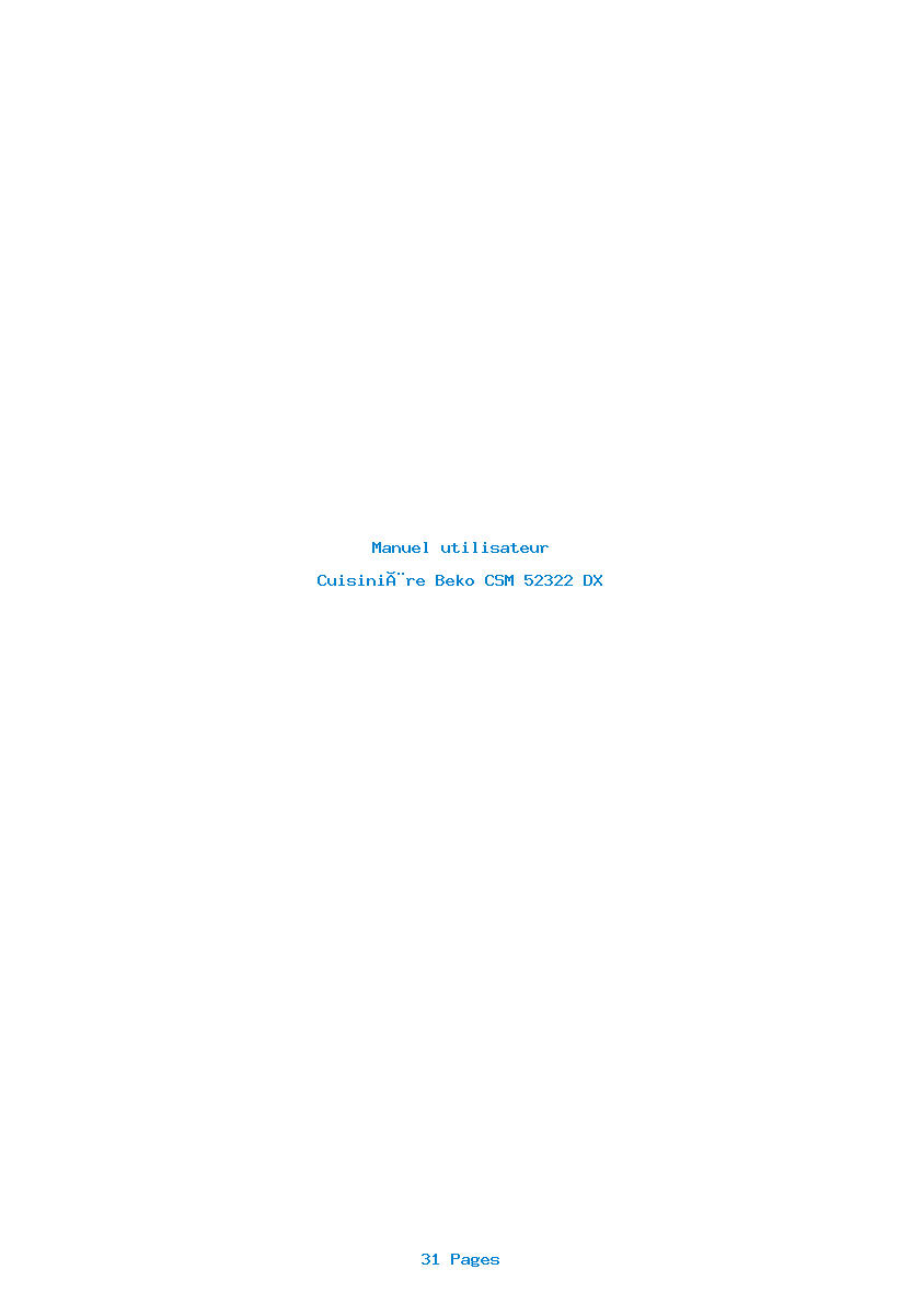 Page 1 de la notice Manuel utilisateur Beko CSM 52322 DX