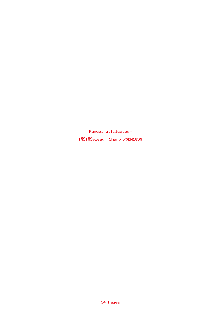 Page 1 de la notice Manuel utilisateur Sharp 70DW18SN