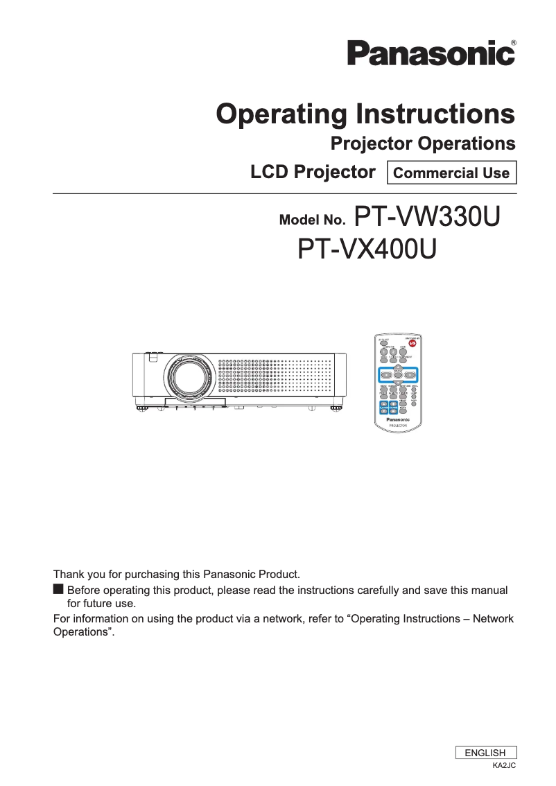 Página 1 del manual Manual de usuario Panasonic PT-VW330U