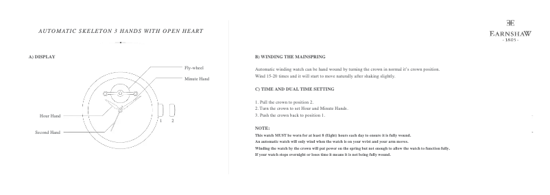 Page 1 de la notice Manuel utilisateur Earnshaw Longcase ES-8011-07